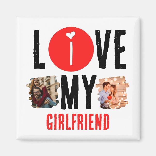 Anpassningsbar Unik 2 fotosamling i Kärlek Min fli Magnet (Framsidan)