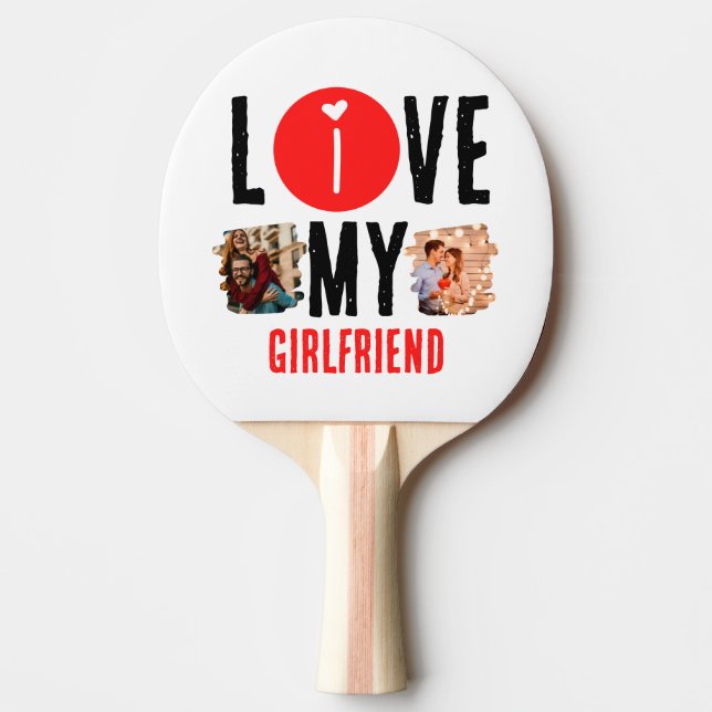 Anpassningsbar Unik 2 fotosamling i Kärlek Min fli Pingisracket (Framsidan)