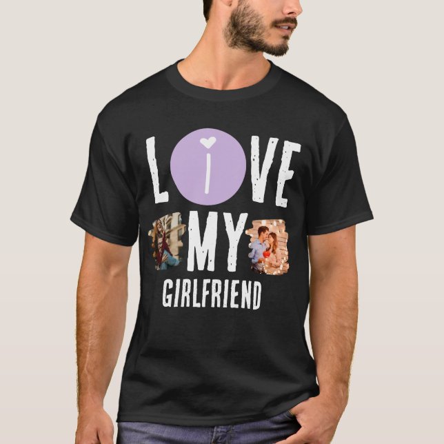 Anpassningsbar Unik 2 fotosamling i Kärlek Min fli T Shirt (Framsida)