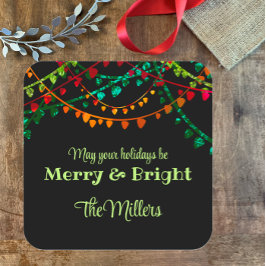 Anpassningsbar Unik färgad God jul Ljus Fyrkantigt Klistermärke