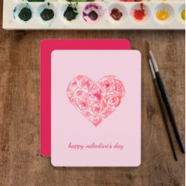 Anpassningsbar Unik vattenfärg Ro Heart Valentines Julkort