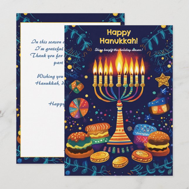 Anpassningsbar: Uppskattning av Ljus Firande Julkort (Fram/baksida)