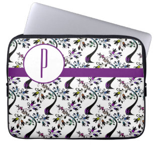Anpassningsbar Ursprunglig monogram regnbåge Träd Laptop Fodral