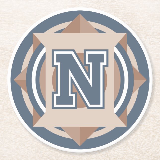 Anpassningsbar Ursprungligt "N" monogram Underlägg Papper Rund (Framsidan)