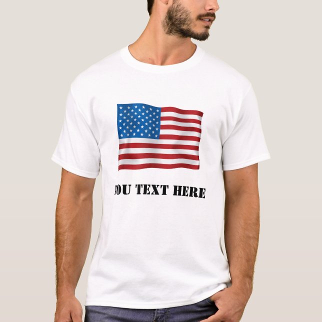 Anpassningsbar US Flagga T-Shirt (Framsida)