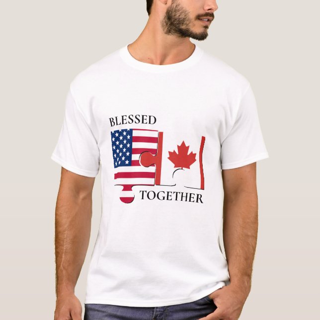 Anpassningsbar USA CANADA Flagga T Shirt (Framsida)