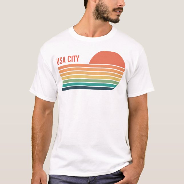 Anpassningsbar USA City State Geography Retro Souv T Shirt (Framsida)