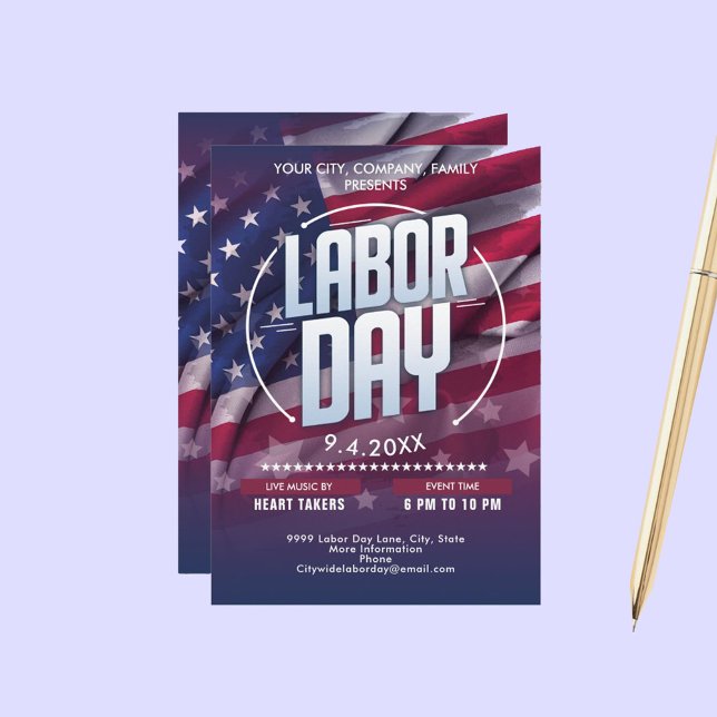 Anpassningsbar USA flagga arbetsdag Firande-händel Inbjudningar (Custom USA Flag Labor Day Celebration Event Invitation)