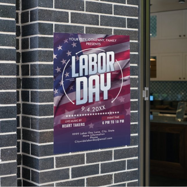 Anpassningsbar USA flagga arbetsdag Firande-händel Poster (Custom USA Flag Labor Day Celebration Event Poster)