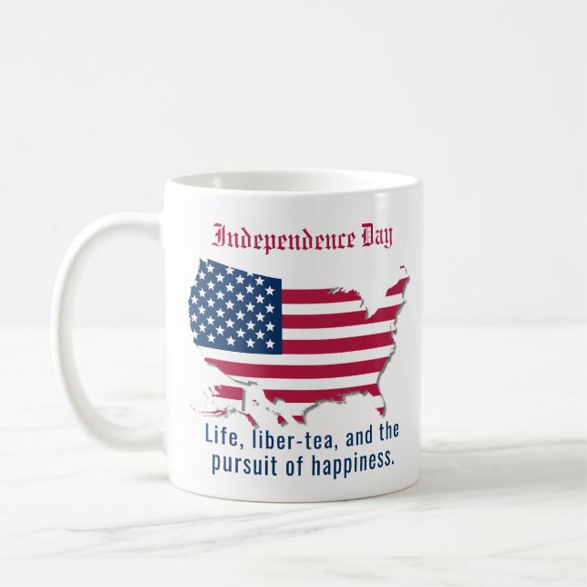 Anpassningsbar USA flagga, Karta Independence day  Kaffemugg (Vänster)