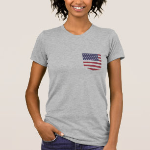 Anpassningsbar USA flagga Pocket Tee, Patriotic Fa T Shirt