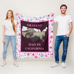 Anpassningsbar USA fotot Okayest pappa Fars dag Fleecefilt