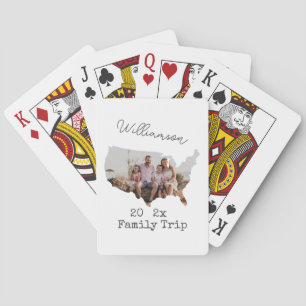 Anpassningsbar USA Karta Outline Vacation Family P Casinokort