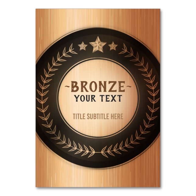 ANPASSNINGSBAR UTSKRIFT DIY MEDAL Bronze Champion  Bordsnummer (Framsidan)