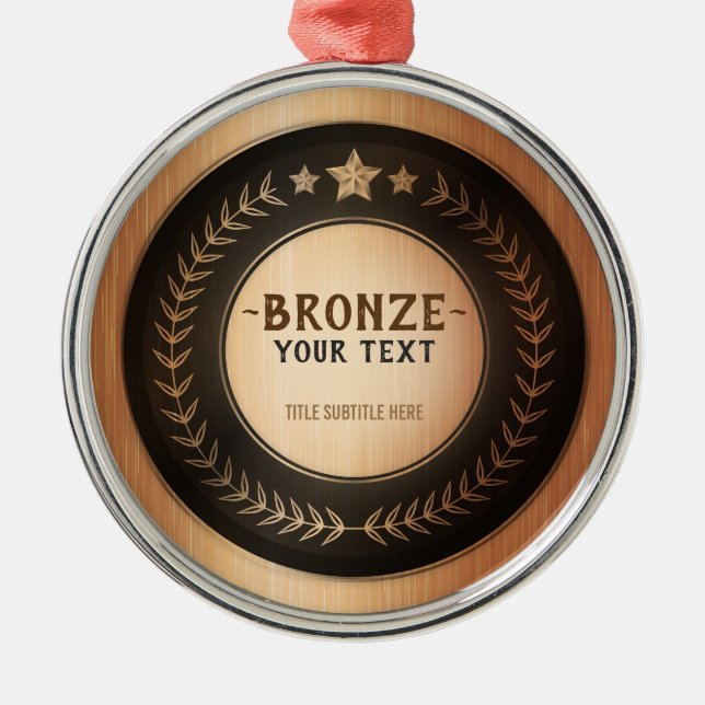 ANPASSNINGSBAR UTSKRIFT DIY MEDAL Bronze Champion  Julgransprydnad Metall (Framsidan)