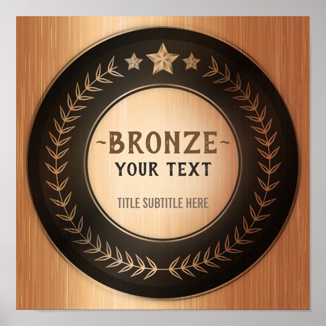 ANPASSNINGSBAR UTSKRIFT DIY MEDAL Bronze Champion  Poster (Framsidan)