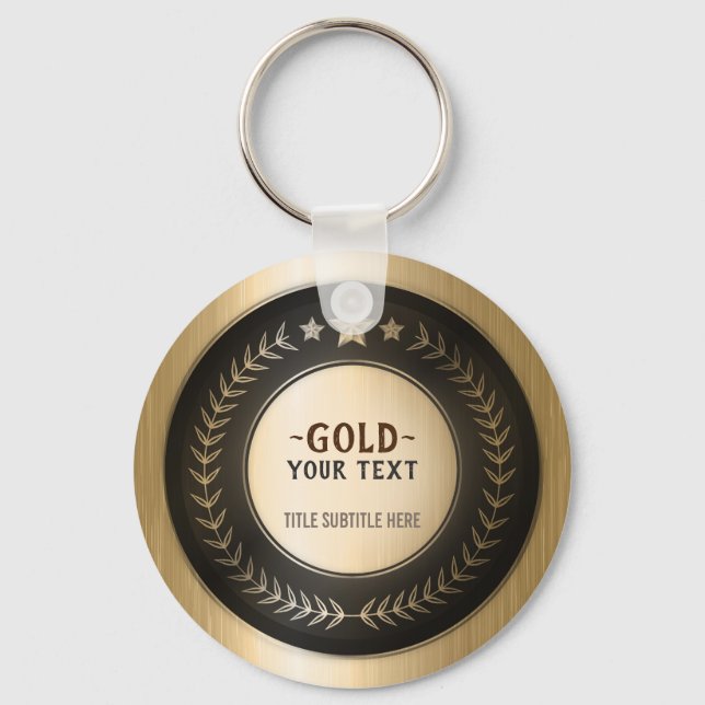 ANPASSNINGSBAR UTSKRIFT DIY MEDAL Guld #1 CHON EDI Nyckelring (Framsida)