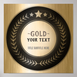 ANPASSNINGSBAR UTSKRIFT DIY MEDAL Guld #1 CHON EDI Poster
