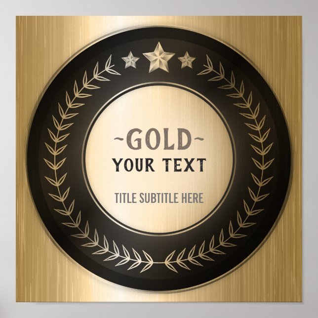 ANPASSNINGSBAR UTSKRIFT DIY MEDAL Guld #1 CHON EDI Poster (Framsidan)