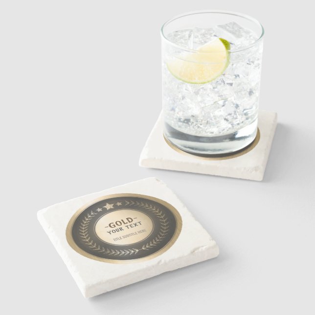 ANPASSNINGSBAR UTSKRIFT DIY MEDAL Guld #1 CHON EDI Stenunderlägg (Sidan)