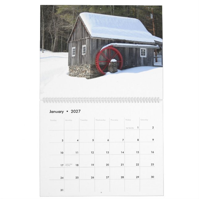 Anpassningsbar utskrivaven kalender (Jan 2027)