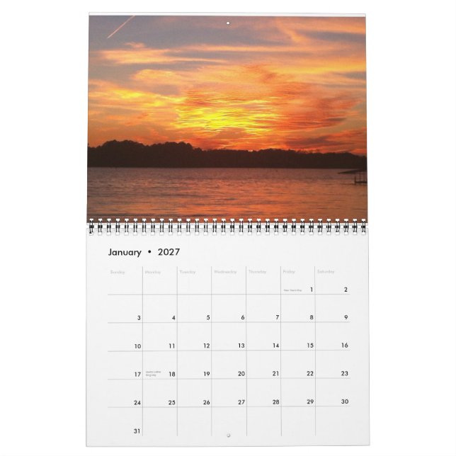 Anpassningsbar utskrivaven kalender (Jan 2027)