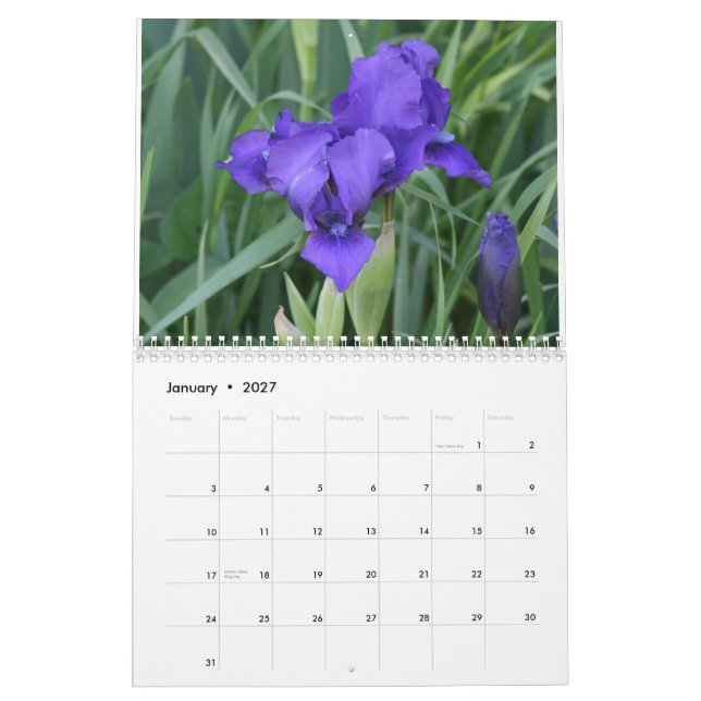 Anpassningsbar utskrivaven kalender (Jan 2027)