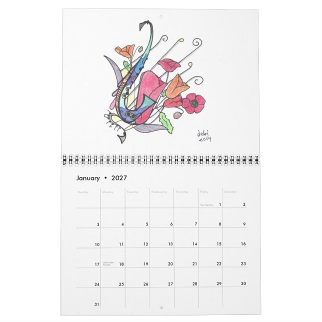 Anpassningsbar utskrivaven kalender (Jan 2027)