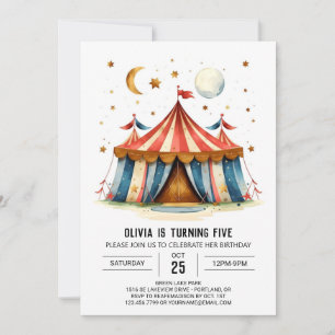 Anpassningsbar Utskrivbar Joy Circus Birthday Inbjudningar