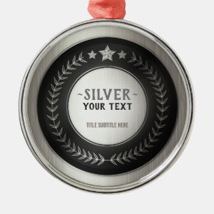 ANPASSNINGSBAR UTTRYCK DIY MEDAL Silver Champion E Julgransprydnad Metall