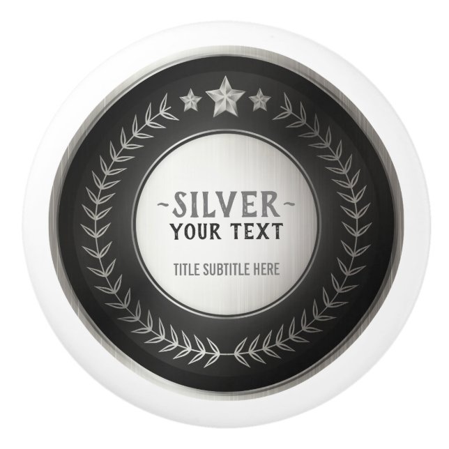 ANPASSNINGSBAR UTTRYCK DIY MEDAL Silver Champion E Knopp (Framsidan)