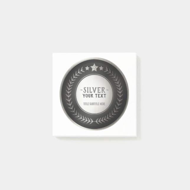 ANPASSNINGSBAR UTTRYCK DIY MEDAL Silver Champion E Post-it Block (Framsida)