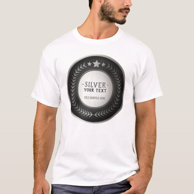 ANPASSNINGSBAR UTTRYCK DIY MEDAL Silver Champion E T Shirt (Framsida)