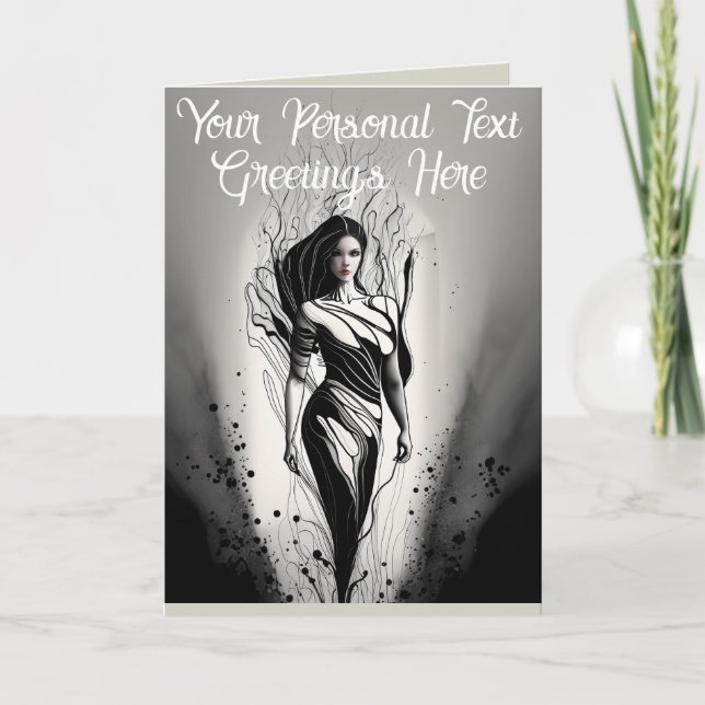 Anpassningsbar Vacker Modell Teckning Linje Bläck Kort (Framsida)