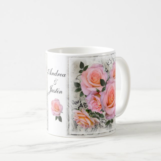 Anpassningsbar vacker Rosa ros Kaffemugg (Framsida höger)