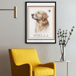 Anpassningsbar Vacker Watercolor-Hund (GoldenRetri Poster