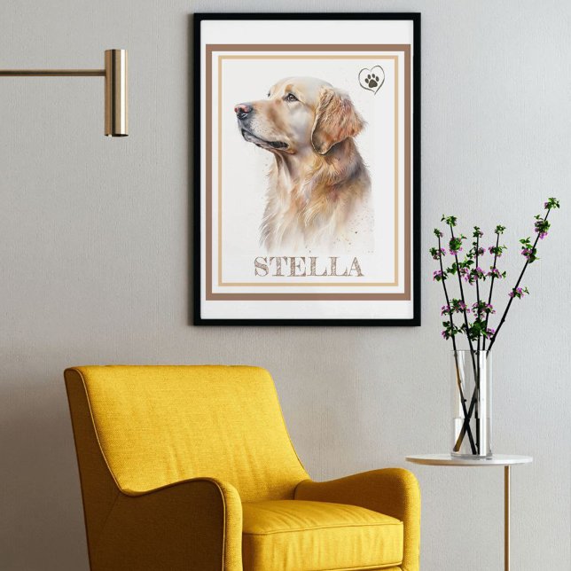 Anpassningsbar Vacker Watercolor-Hund (GoldenRetri Poster (Skapare uppladdad)