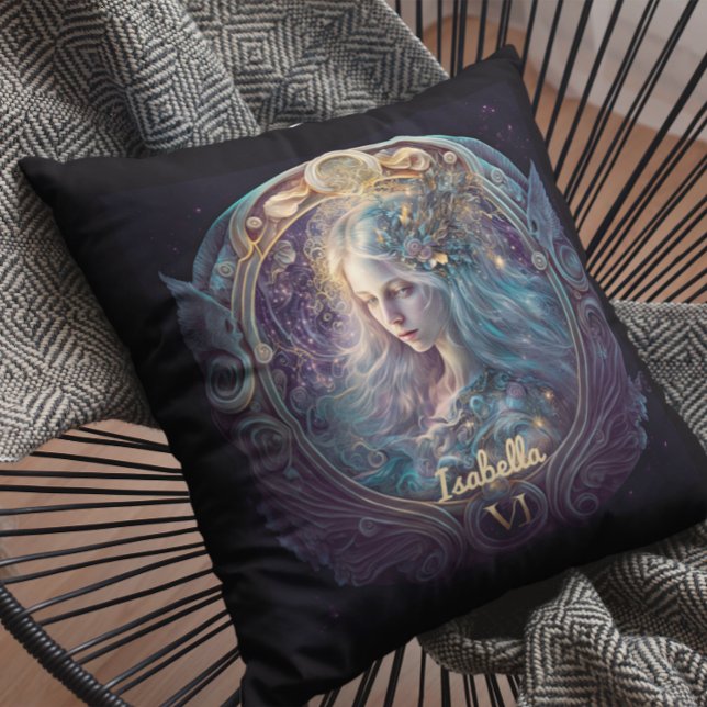 Anpassningsbar Våg Zodiac Horoscope Fantasy Sol Kudde (Skapare uppladdad)