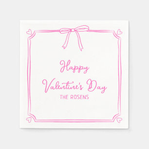 Anpassningsbar Valentindagen Party Cute Rosa Bow H Pappersservett