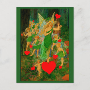 Anpassningsbar Valentine Fairy Princess Red Hearts Vykort