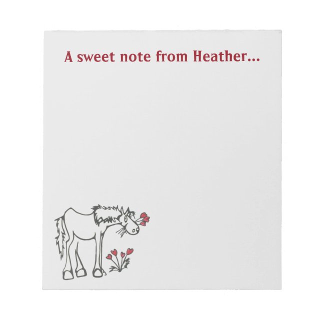 Anpassningsbar Valentine Horse Anteckningsblock (Framsida)