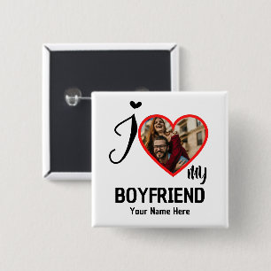 Anpassningsbar Valentines Heart Photo I Kärlek Min Knapp