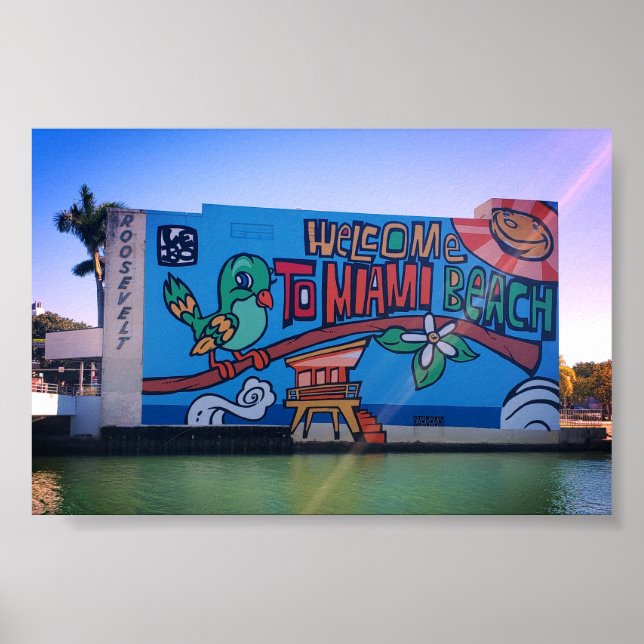 Anpassningsbar Välkommen till Miami Beach Florida  Poster (Framsidan)