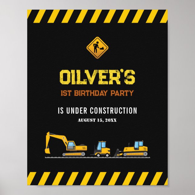 Anpassningsbar Välkomstskylt Gult Construction Las Poster (Framsidan)