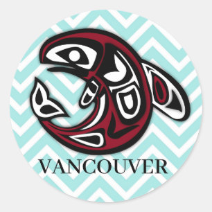 Anpassningsbar Vancouver Native American Orca Kill Runt Klistermärke