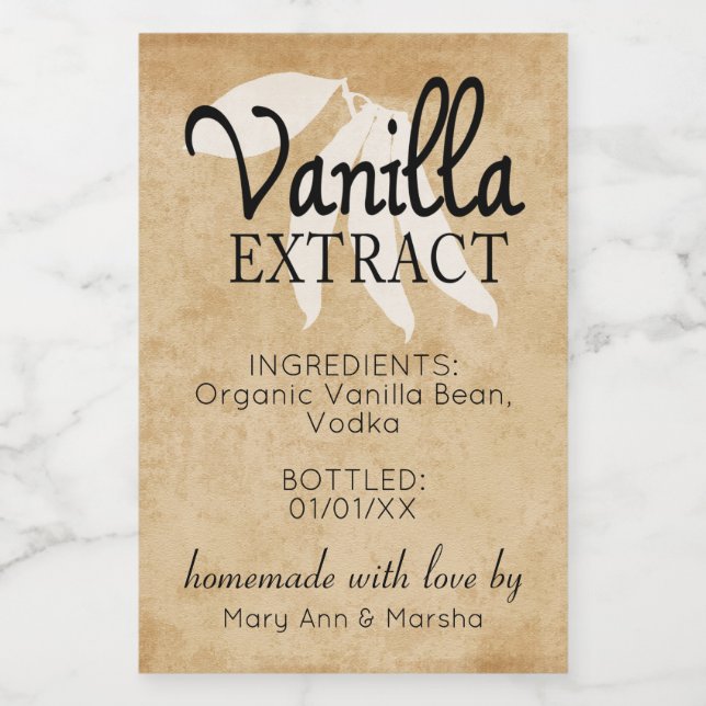 Anpassningsbar Vanilla Extract-etikett Vinetikett (Enkel etikett)