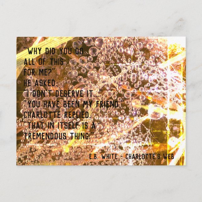 Anpassningsbar vänskapscitat - Charlottes Webb Vykort (Framsida)