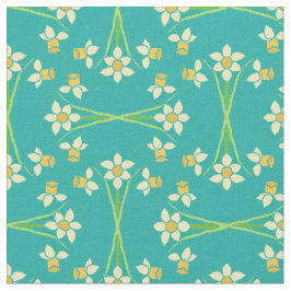 Anpassningsbar Vår Daffodils på Teal Mönster Fabri Tyg