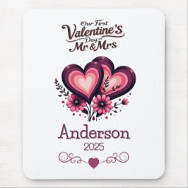 Anpassningsbar Vår första Valentines day, herr & f Musmatta
