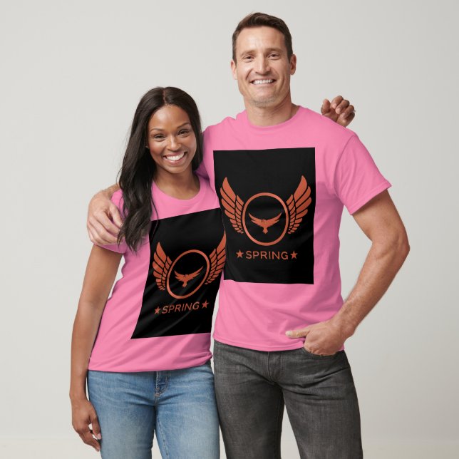 Anpassningsbar Vår namn med Guld Eagle vingar Rosa T Shirt (Unisex)